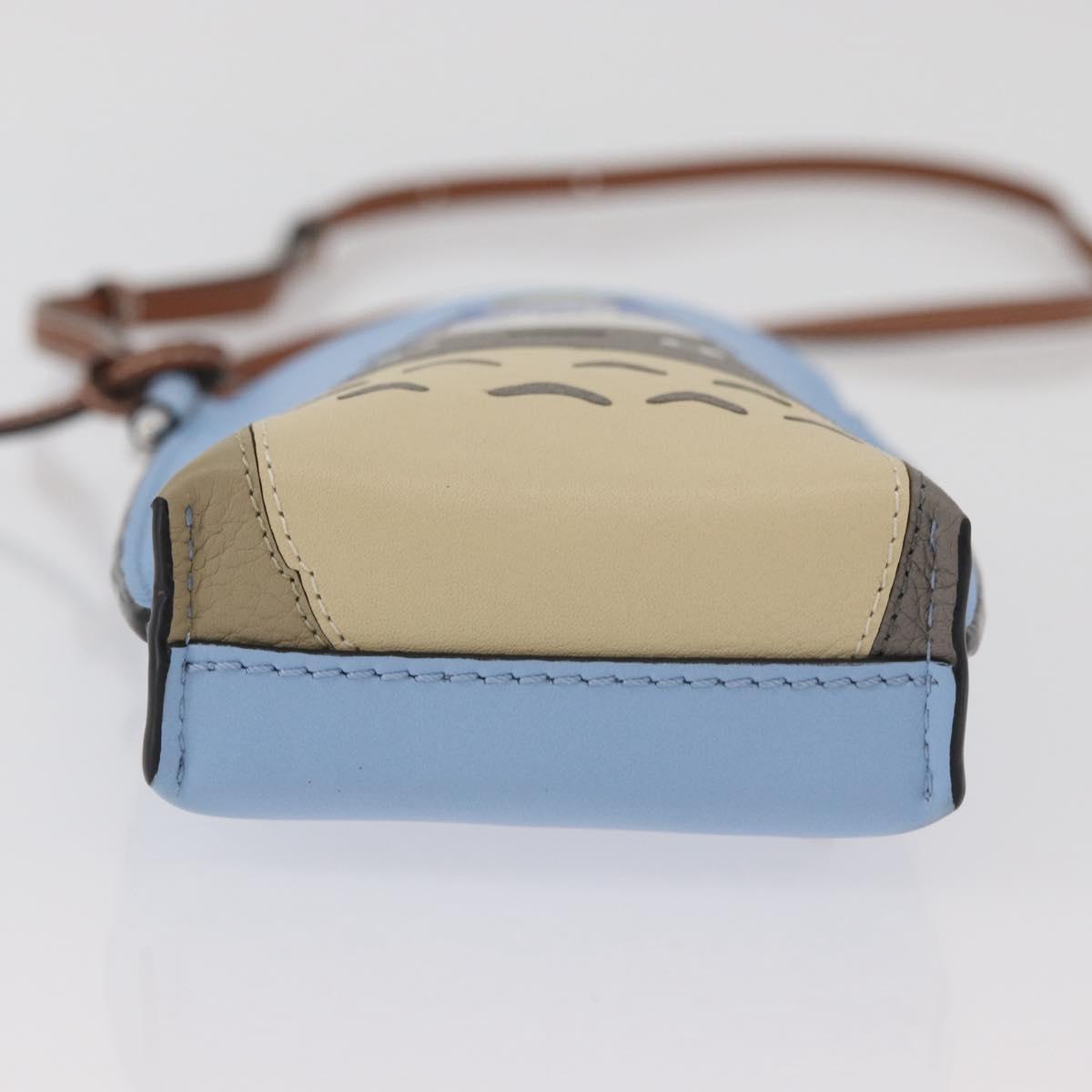 LOEWE LOEWE Ã Studio Ghibli My Neighbor Totoro Pouch Leather Blue Auth 167190SM