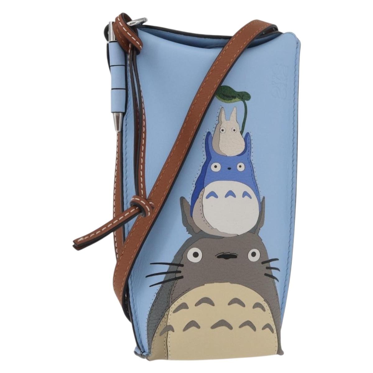 LOEWE LOEWE Ã Studio Ghibli My Neighbor Totoro Pouch Leather Blue Auth 167190SM