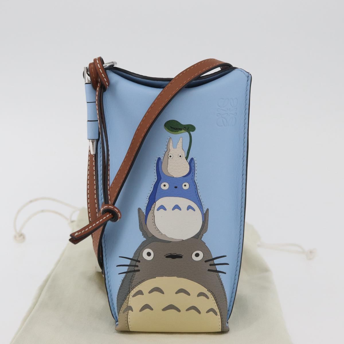 LOEWE LOEWE Ã Studio Ghibli My Neighbor Totoro Pouch Leather Blue Auth 167190SM