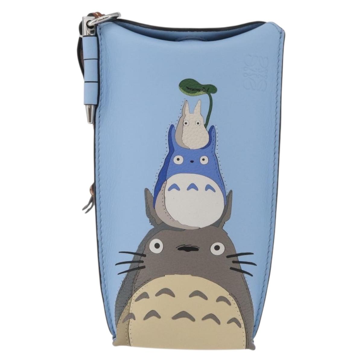 LOEWE LOEWE Ã Studio Ghibli My Neighbor Totoro Pouch Leather Blue Auth 167190SM