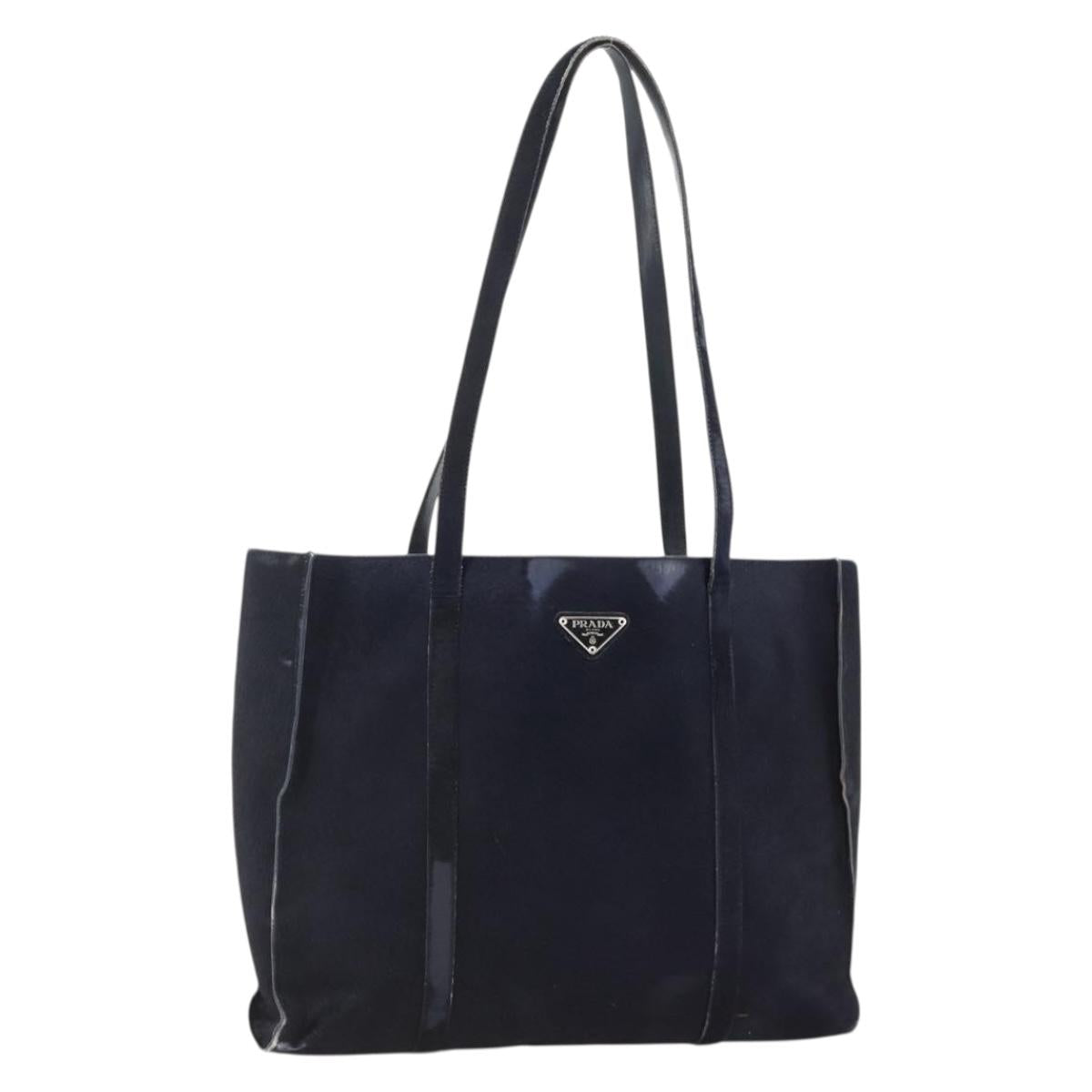 PRADA Tote Bag Harako leather Navy Auth 167194