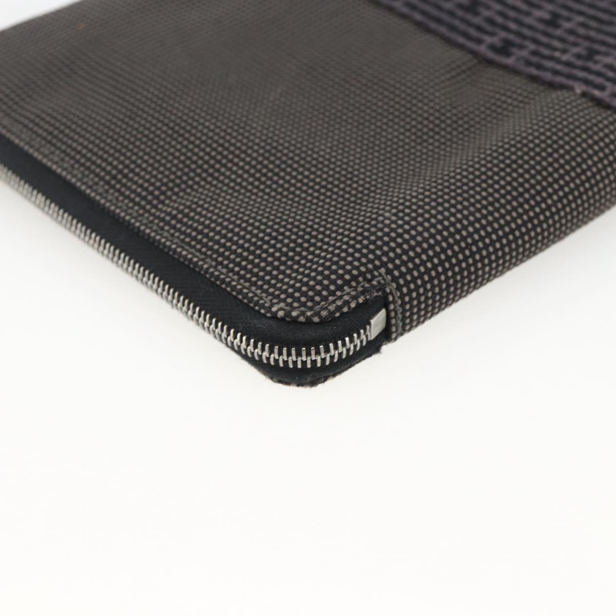 HERMES Her Line Passport Case Canvas Gray Auth 167201A
