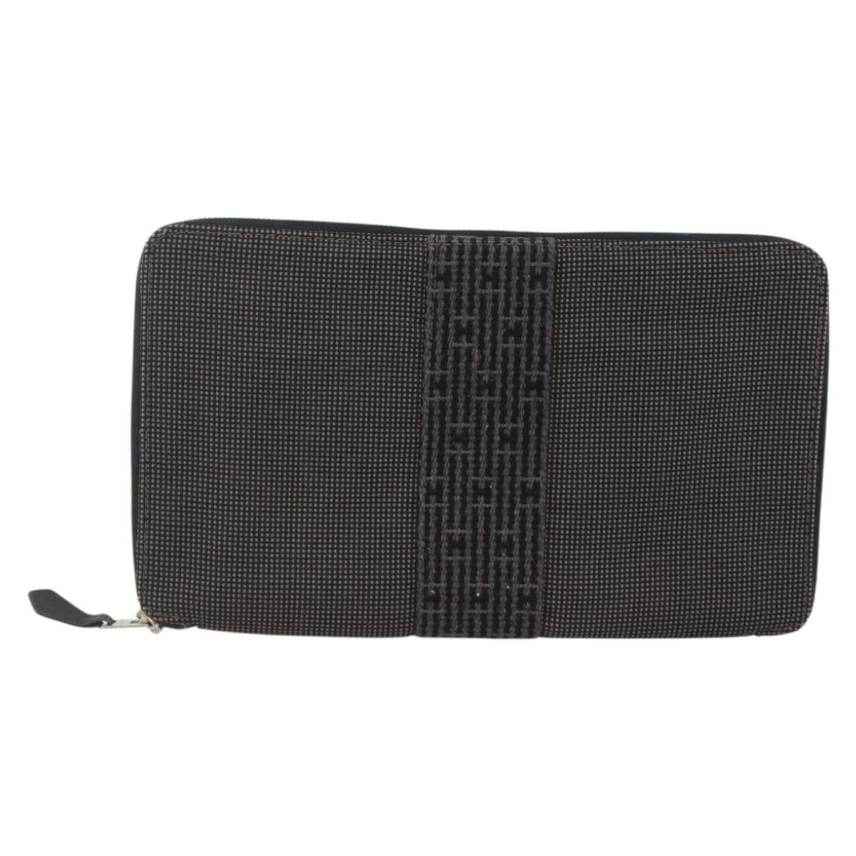 HERMES Her Line Passport Case Canvas Gray Auth 167201A