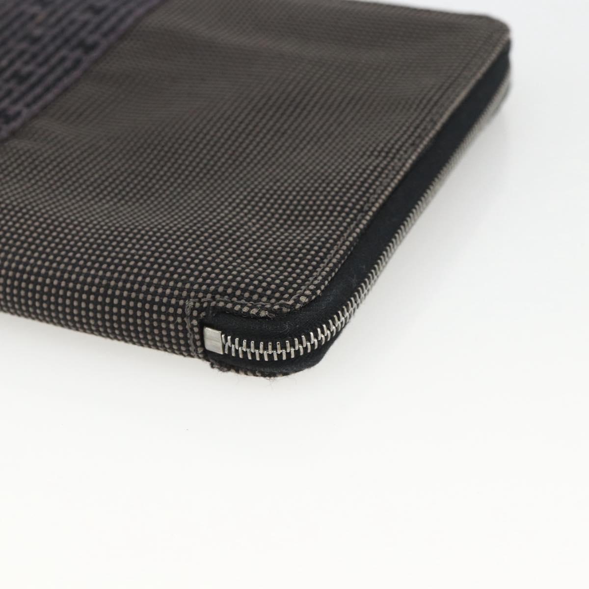 HERMES Her Line Passport Case Canvas Gray Auth 167201A