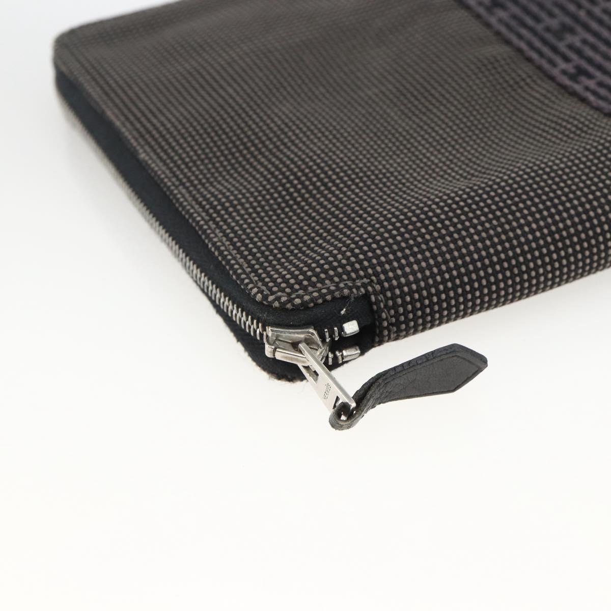 HERMES Her Line Passport Case Canvas Gray Auth 167201A