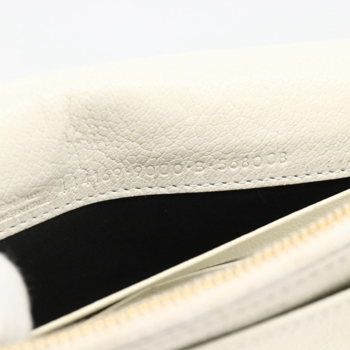 BALENCIAGA Chain Wallet Leather White Gold 444169 Auth 167209A