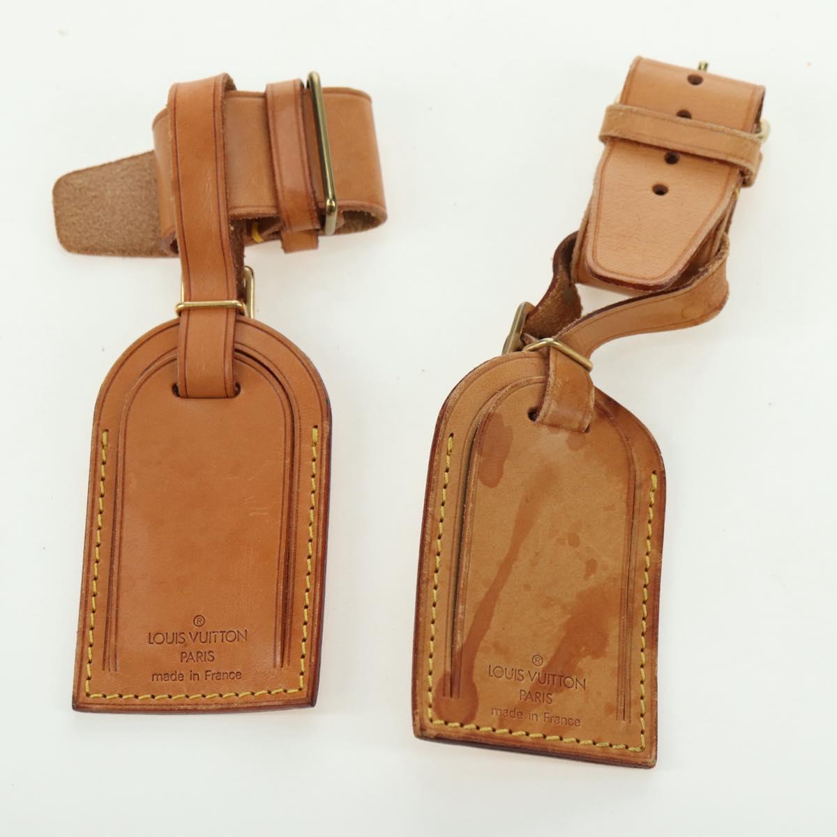 LOUIS VUITTON Powanie Name Tag Leather 10set Beige LV Auth 167219