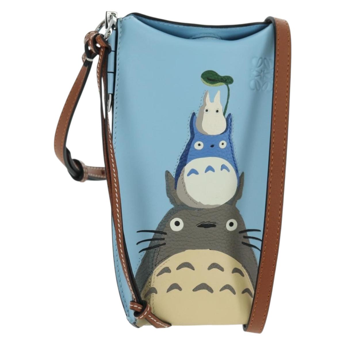 LOEWE × Ghibli My Neighbor Totoro Gate Pocket Leather Light Blue Auth 167242SM