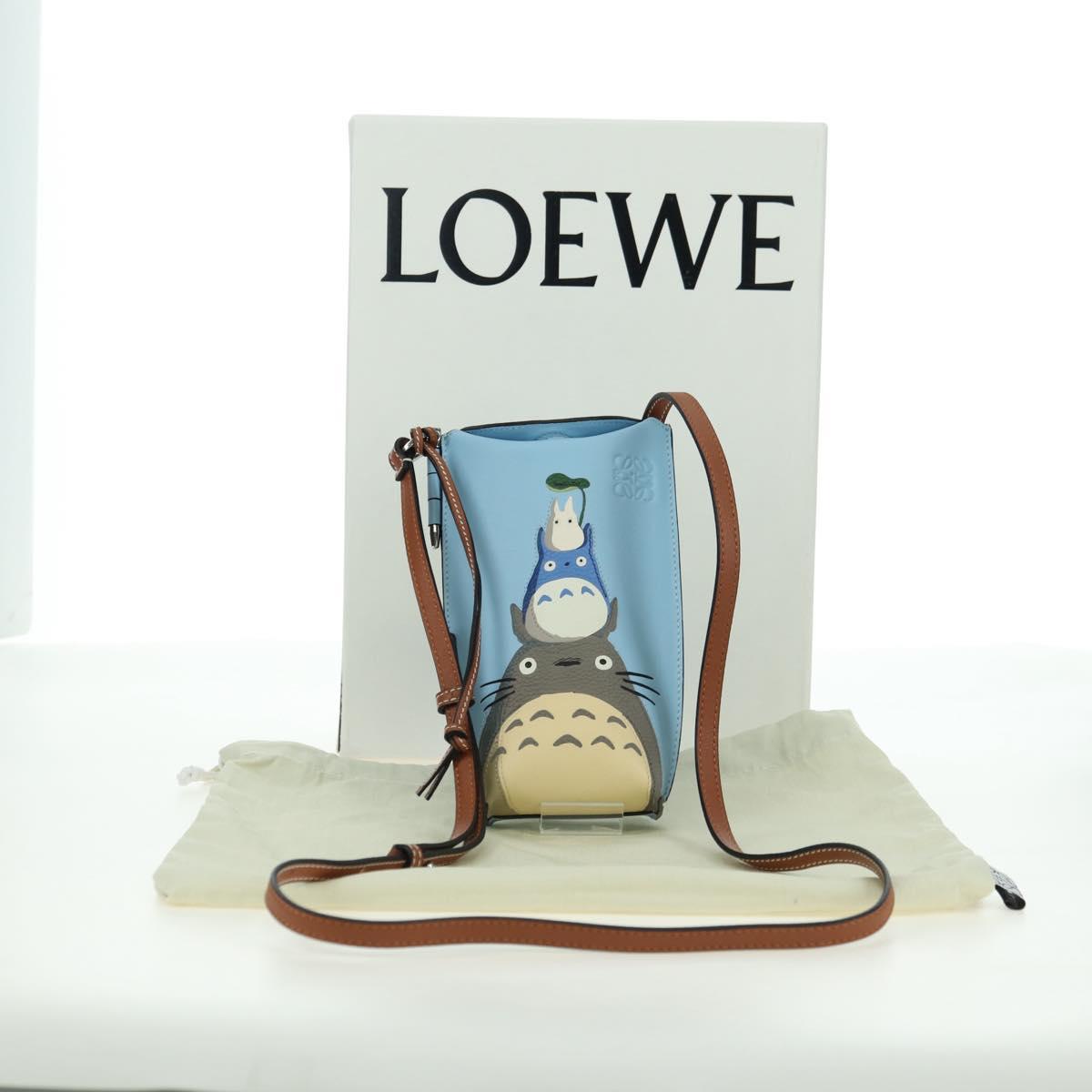LOEWE × Ghibli My Neighbor Totoro Gate Pocket Leather Light Blue Auth 167242SM