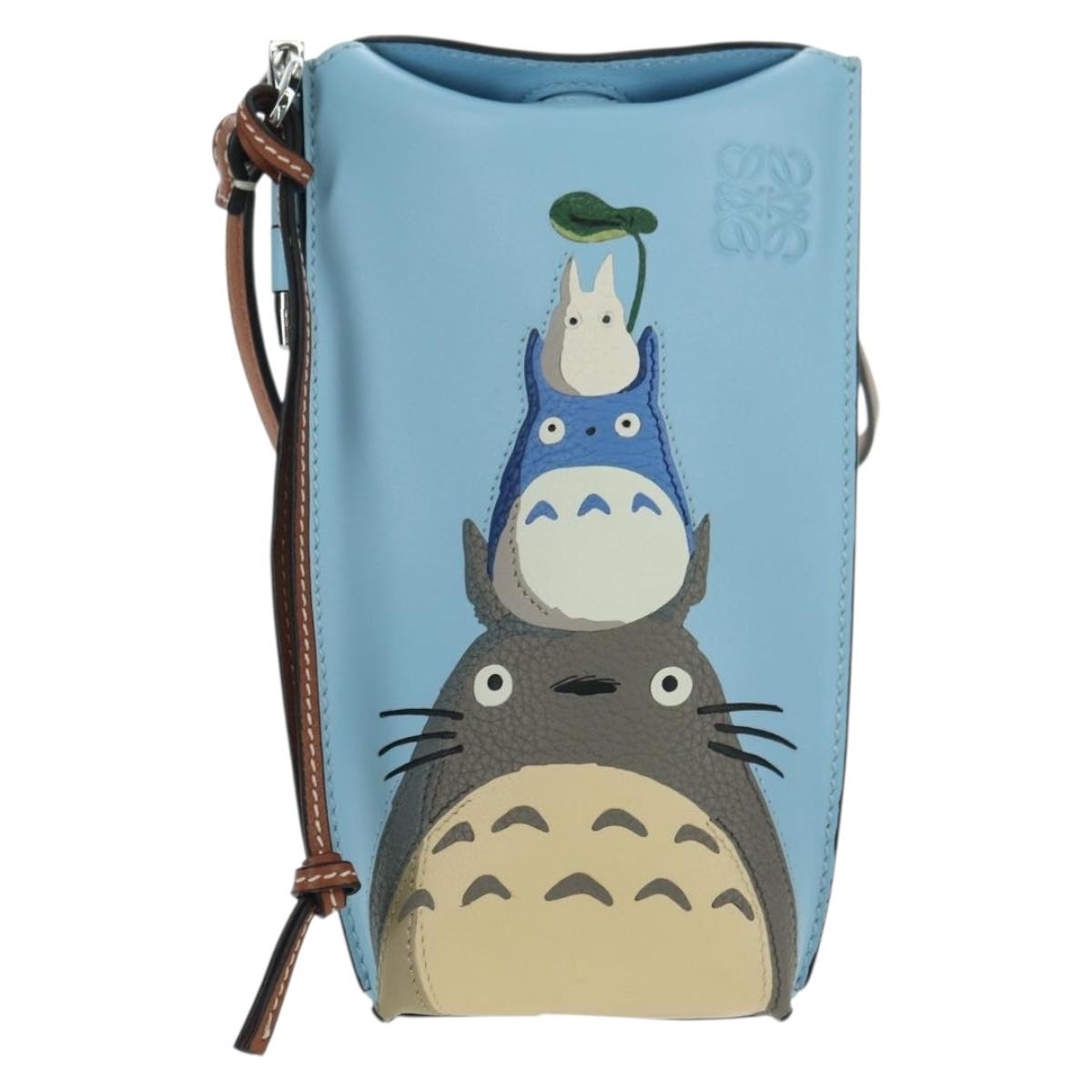 LOEWE × Ghibli My Neighbor Totoro Gate Pocket Leather Light Blue Auth 167243SM