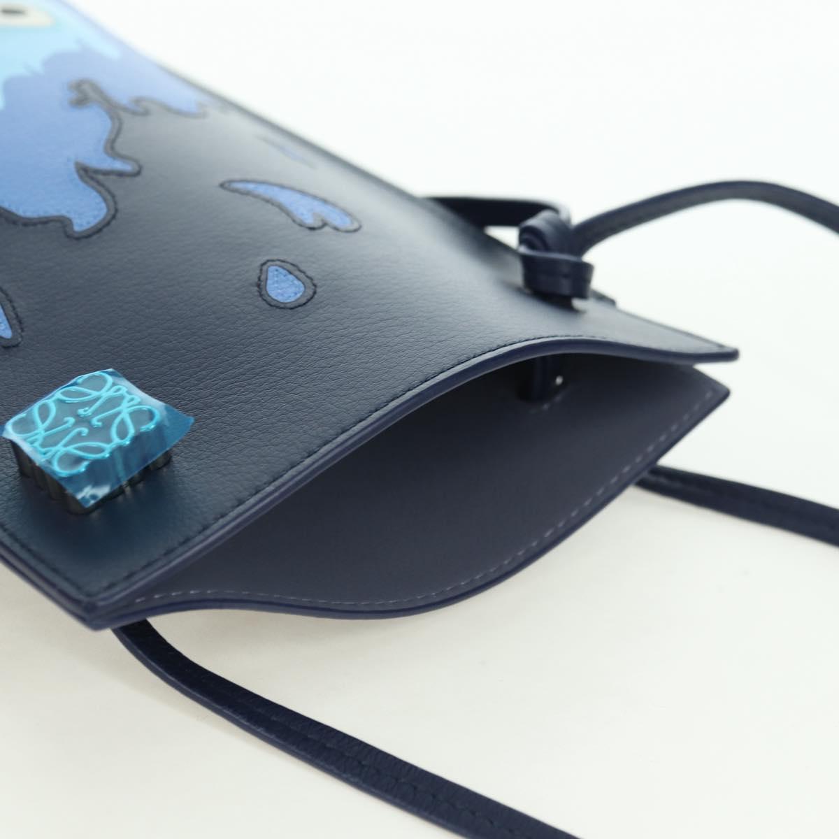 LOEWE × Ghibli Howl's Pebble Dice Pocket Calcifer Bag Leather Navy Auth 167246SM