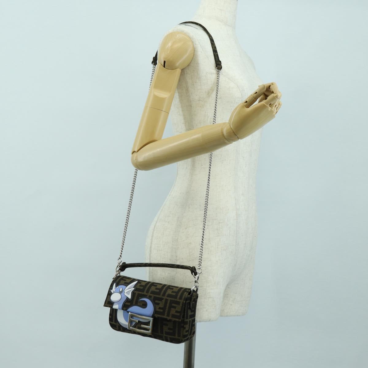FENDI Zucca Canvas Miniryu FRGMT x POKÉMON Mamma Baguette Black Auth 167247SM