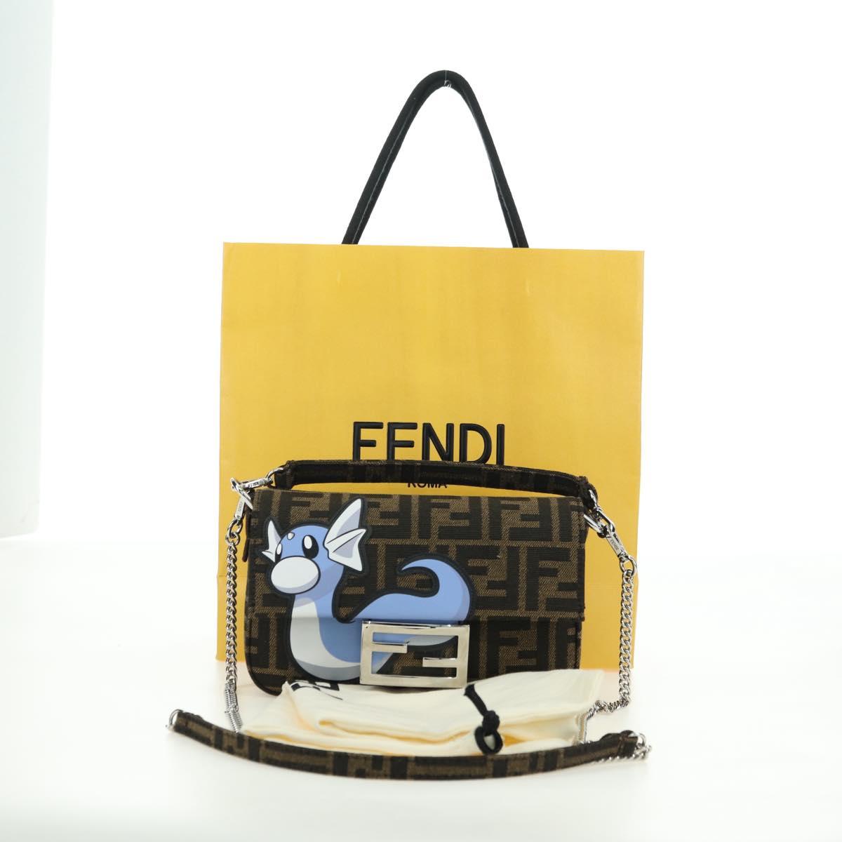 FENDI Zucca Canvas Miniryu FRGMT x POKÉMON Mamma Baguette Black Auth 167247SM