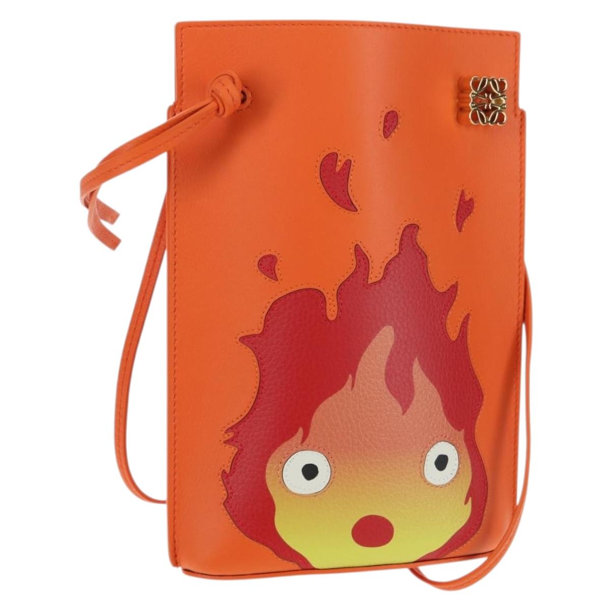 LOEWE × Ghibli Howl's Moving Castle Pebble Dice Pocket Calcifer Auth 167251SM