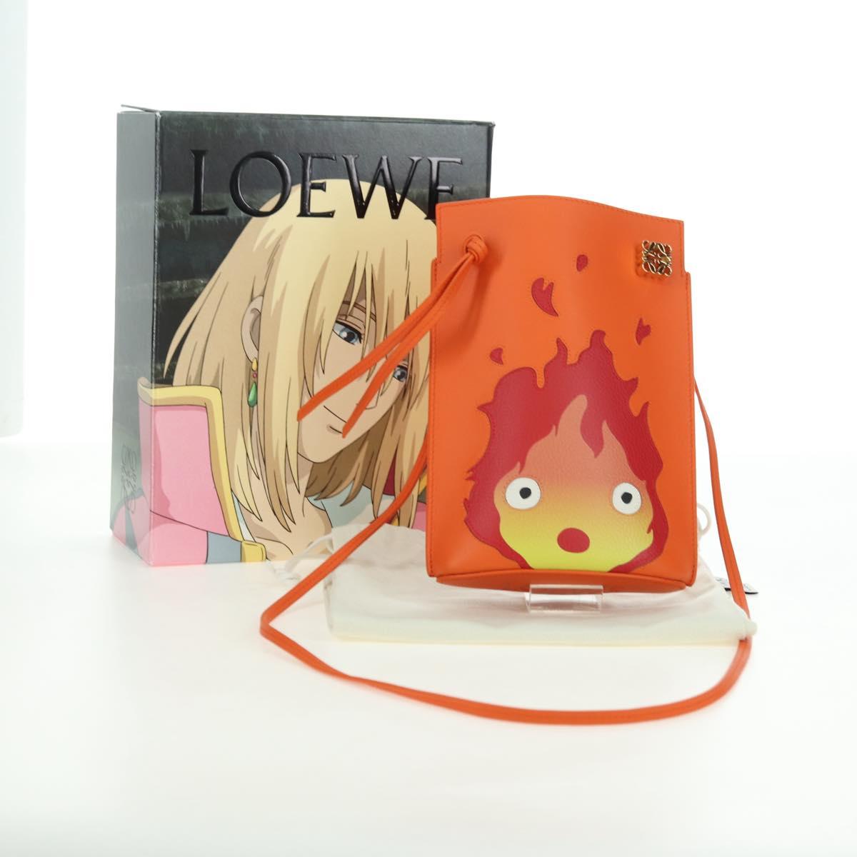 LOEWE × Ghibli Howl's Moving Castle Pebble Dice Pocket Calcifer Auth 167251SM