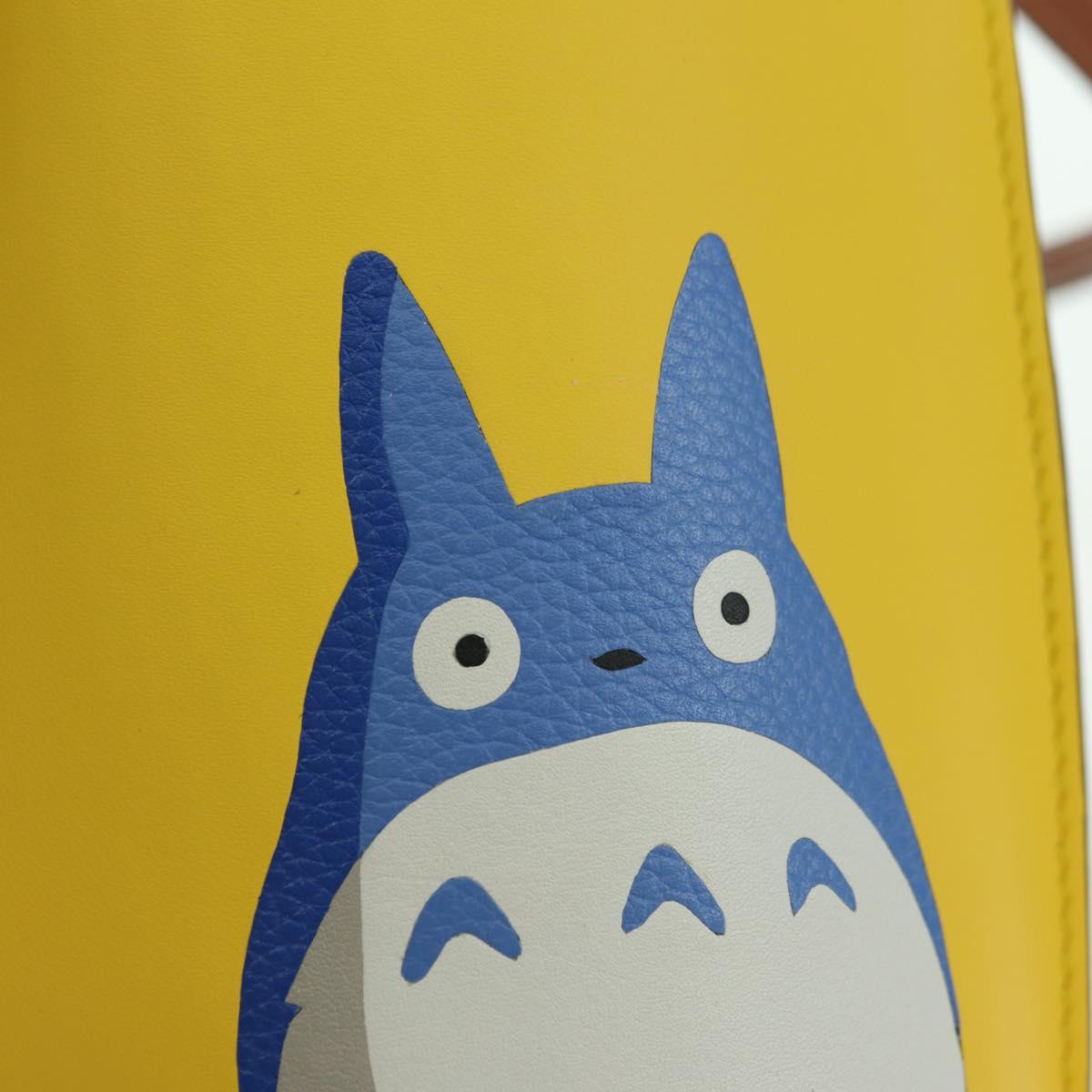 LOEWE × Studio Ghibli Gate Pocket Medium Totoro Bag Leather Yellow Auth 167254SM