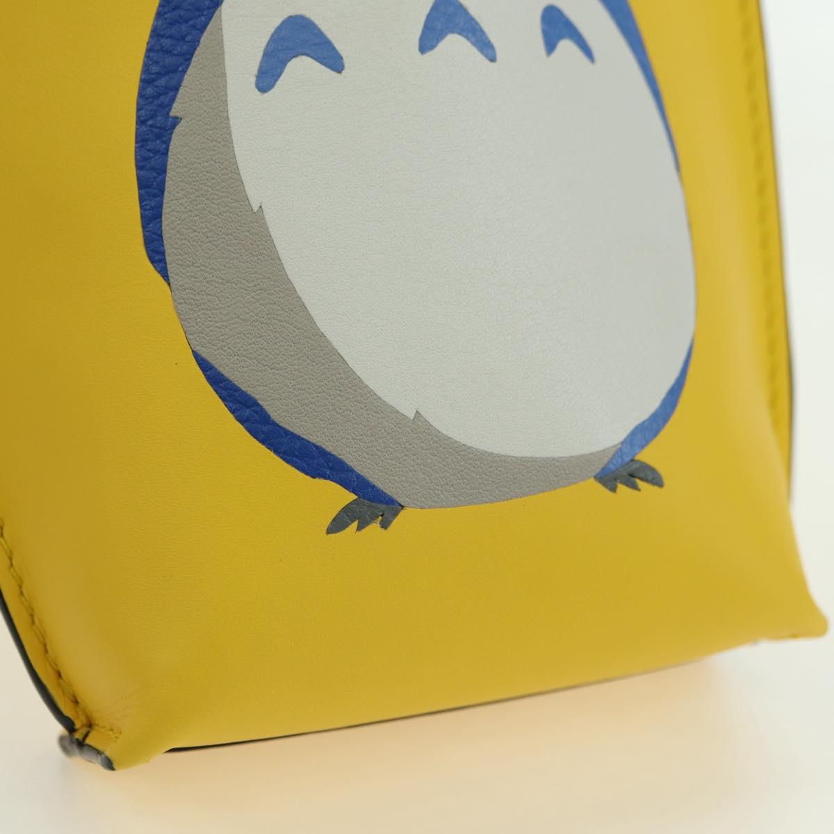 LOEWE × Studio Ghibli Gate Pocket Medium Totoro Bag Leather Yellow Auth 167254SM