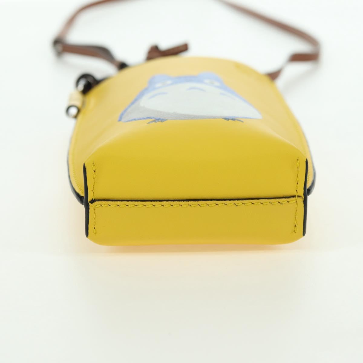 LOEWE × Studio Ghibli Gate Pocket Medium Totoro Bag Leather Yellow Auth 167254SM