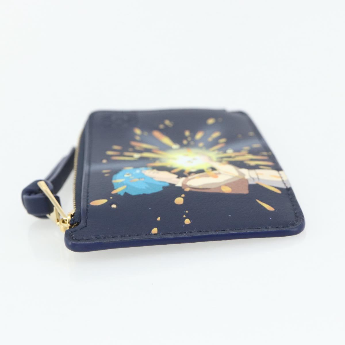 LOEWE × Ghibli Howl's Moving Castle Coin Card Holder Leather Navy Auth 167256SM