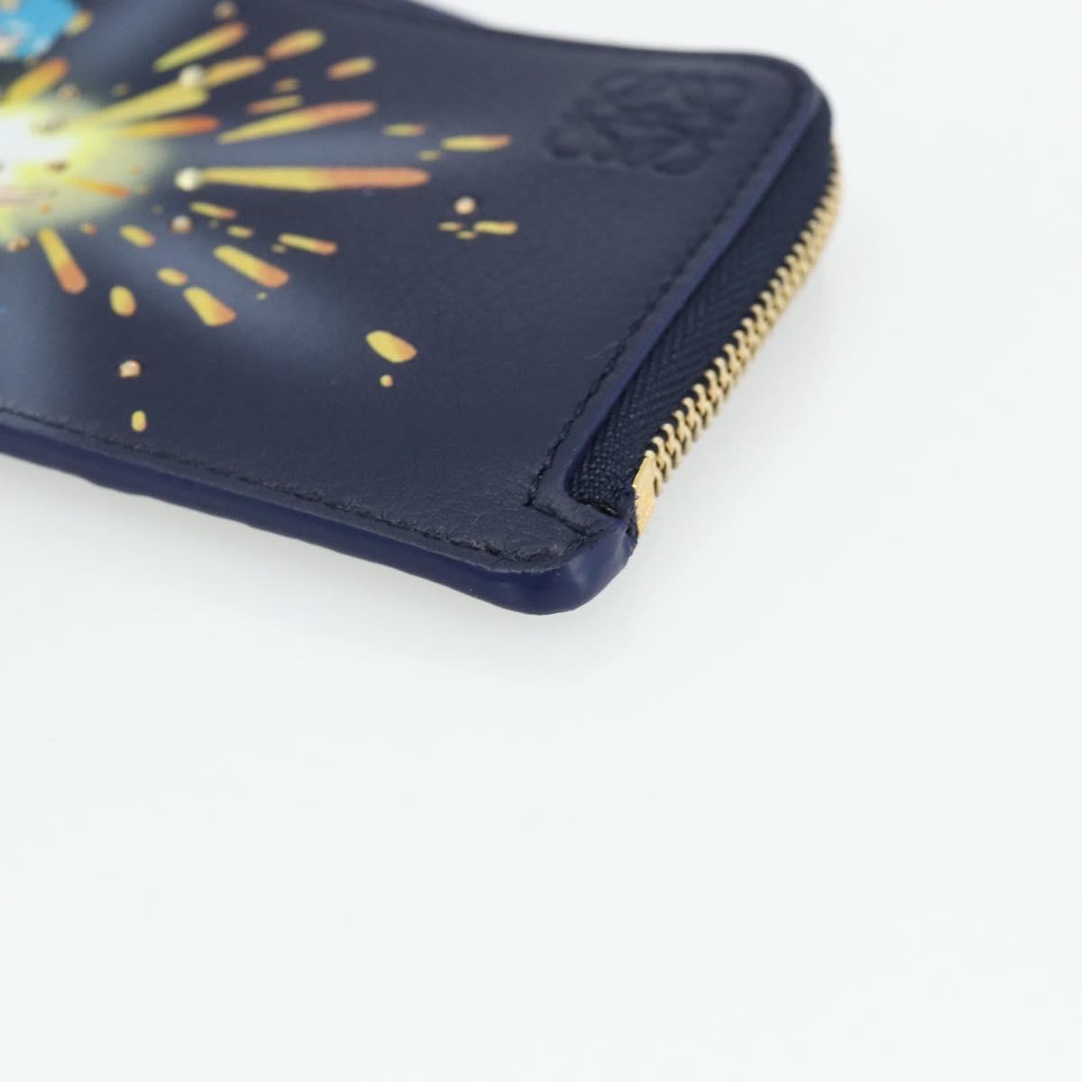 LOEWE × Ghibli Howl's Moving Castle Coin Card Holder Leather Navy Auth 167256SM