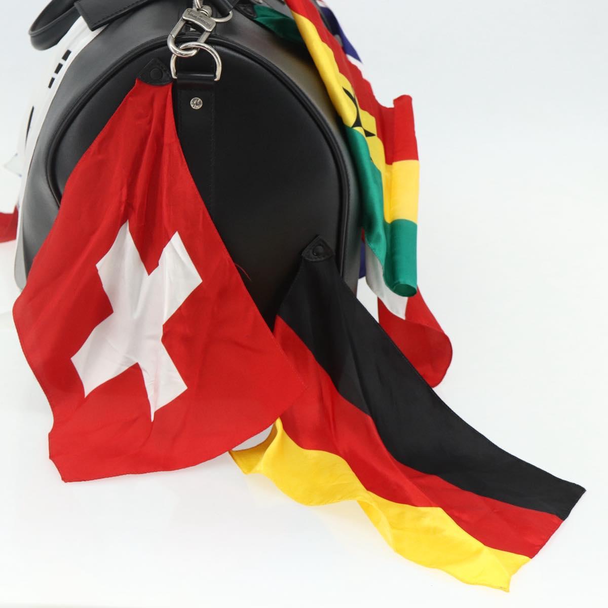 LOUIS VUITTON Flag Keepall Bandouliere 50 Bag Leather Black M55268 Auth 167262SM