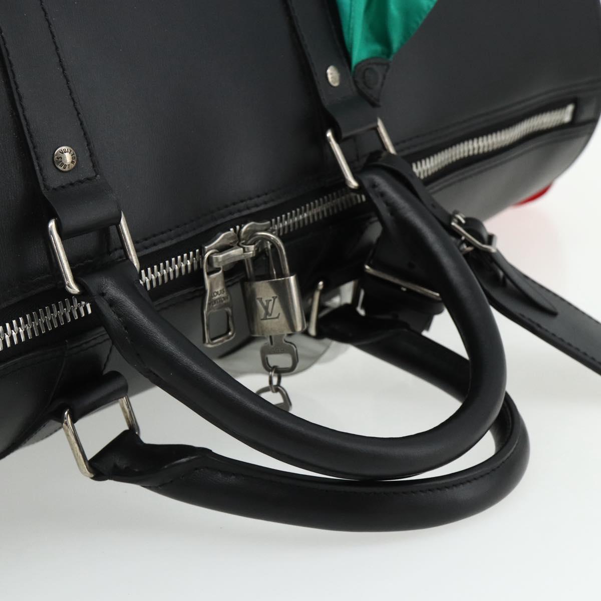 LOUIS VUITTON Flag Keepall Bandouliere 50 Bag Leather Black M55268 Auth 167262SM