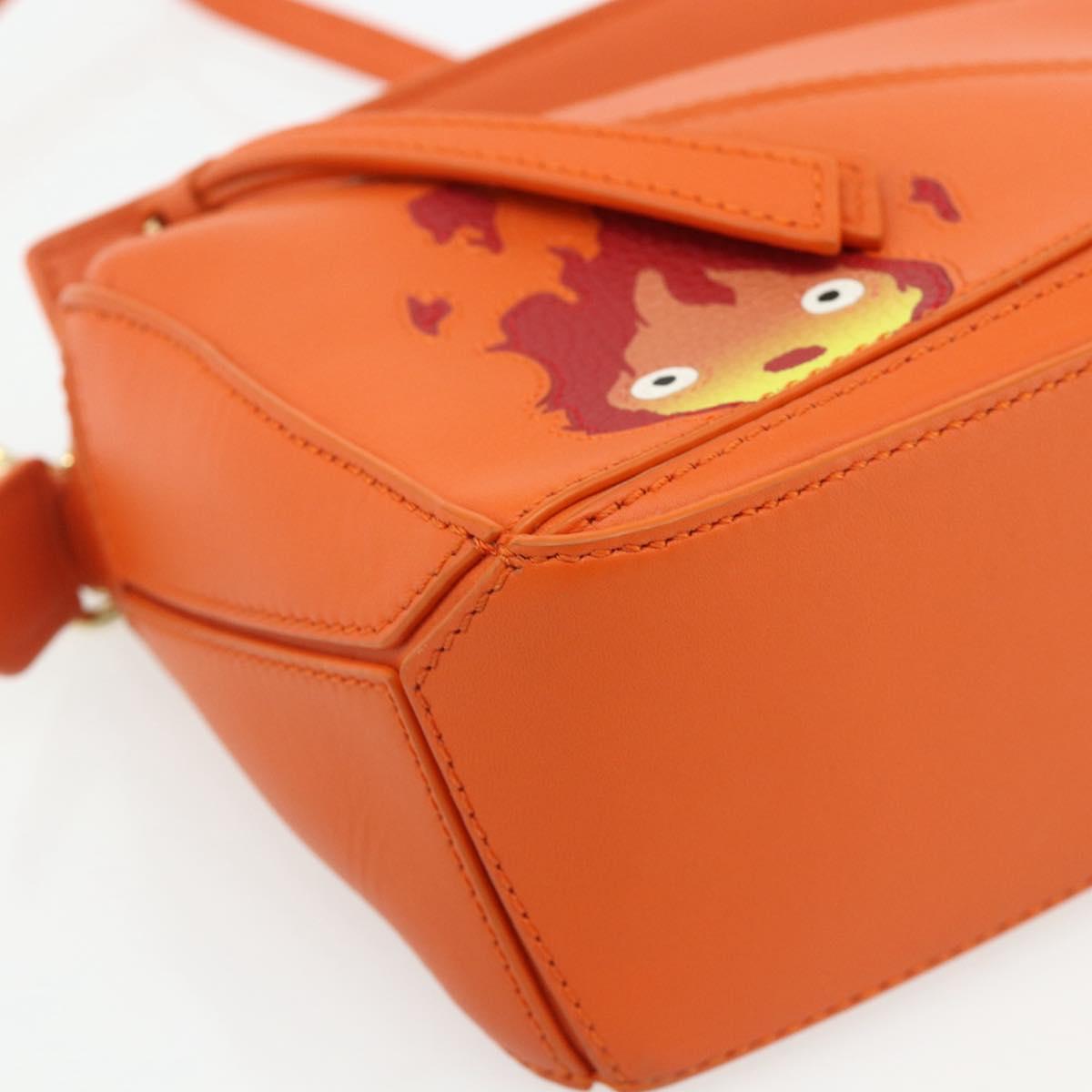 LOEWE × Ghibli Howl's Calcifer Puzzle Mini Leather 2way Orange Auth 167270SM
