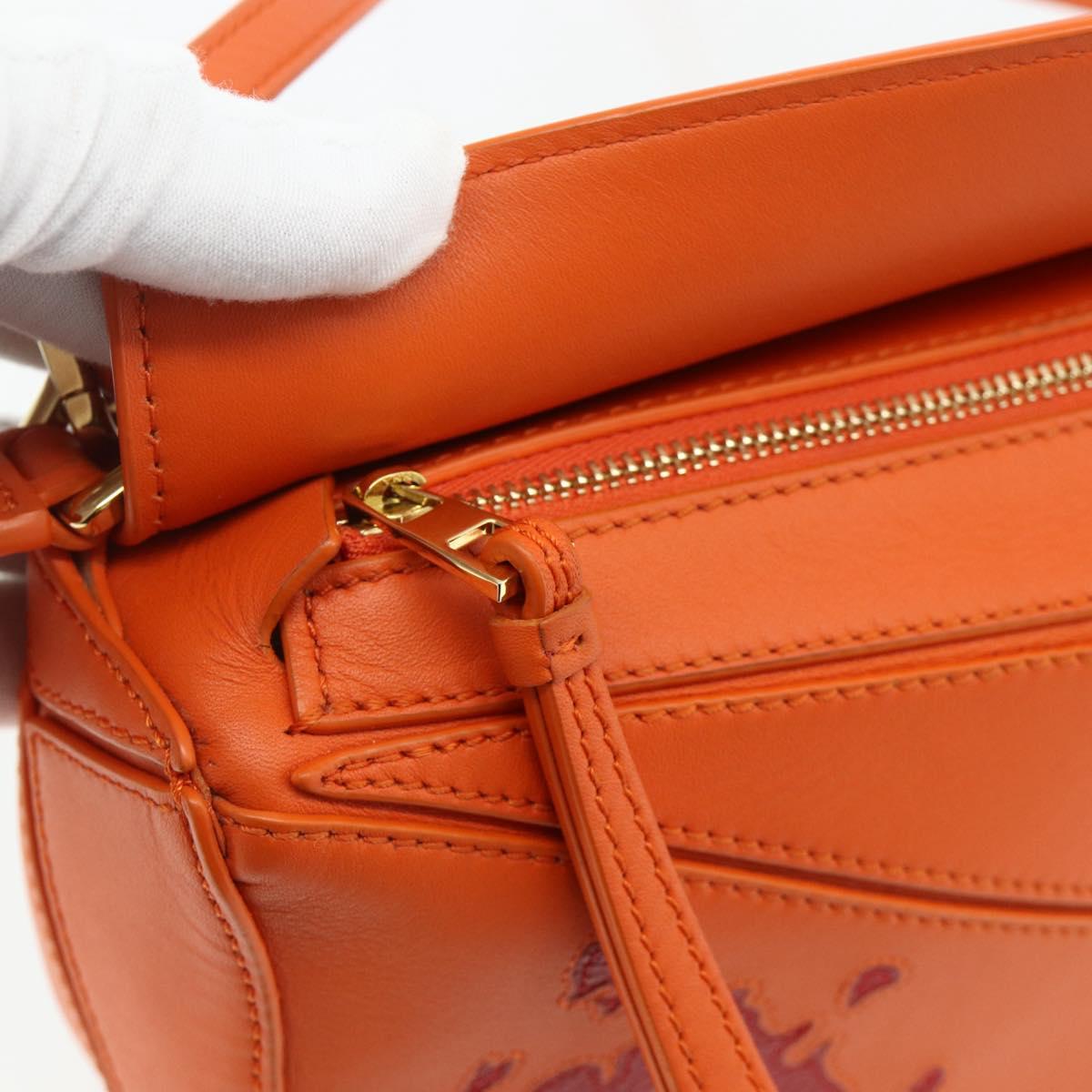 LOEWE × Ghibli Howl's Calcifer Puzzle Mini Leather 2way Orange Auth 167270SM