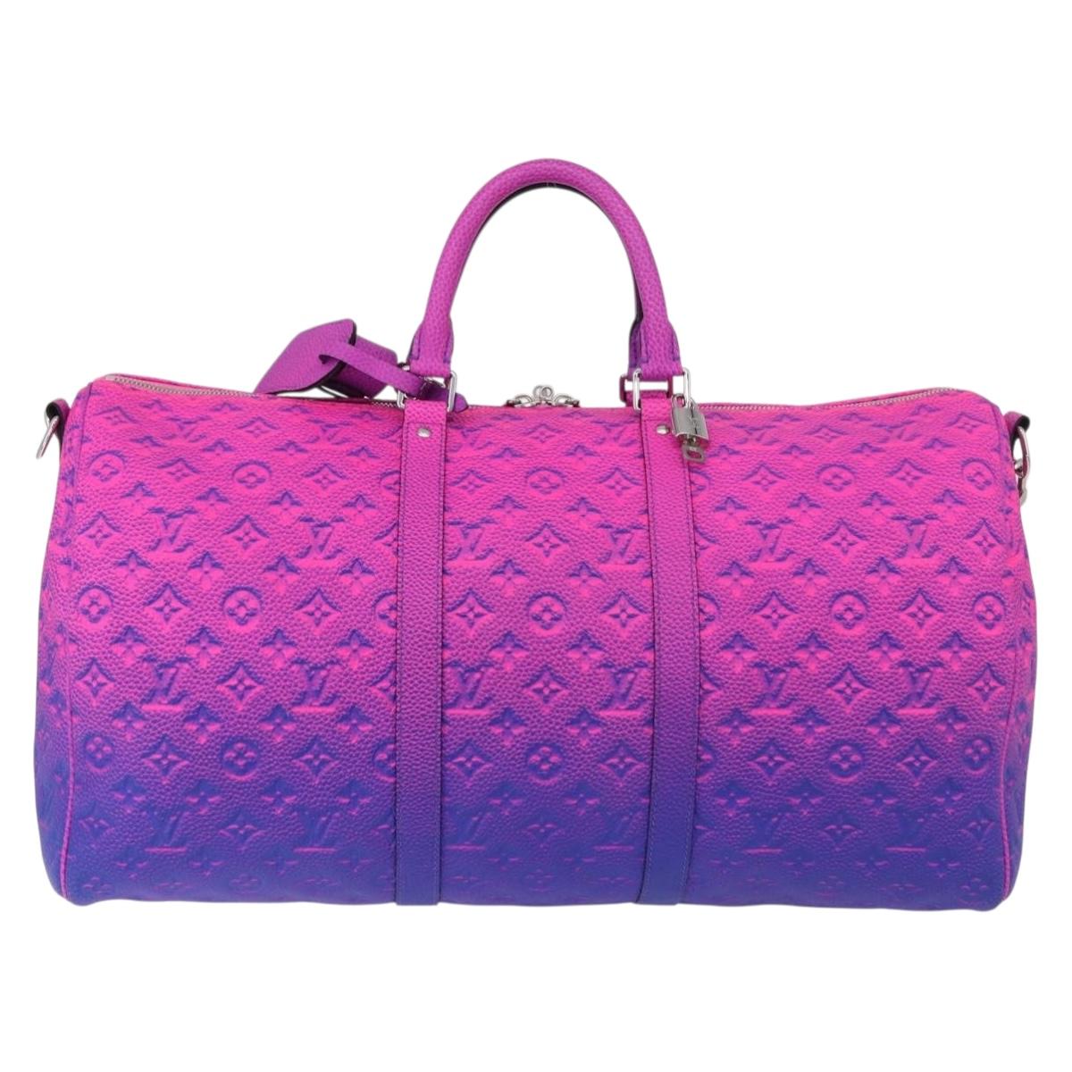 LOUIS VUITTON Taurillon Illusion Keepall Bandouliere 50 M59713 LV Auth 167272SM