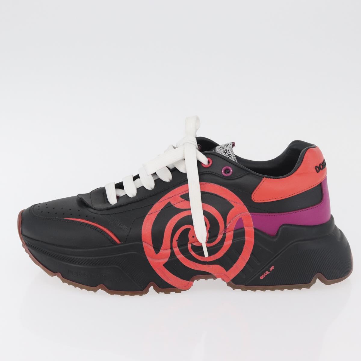 DOLCE&GABBANA D&G x Jujutsu Kaisen Art College Shoes Leather Black Auth 167283A