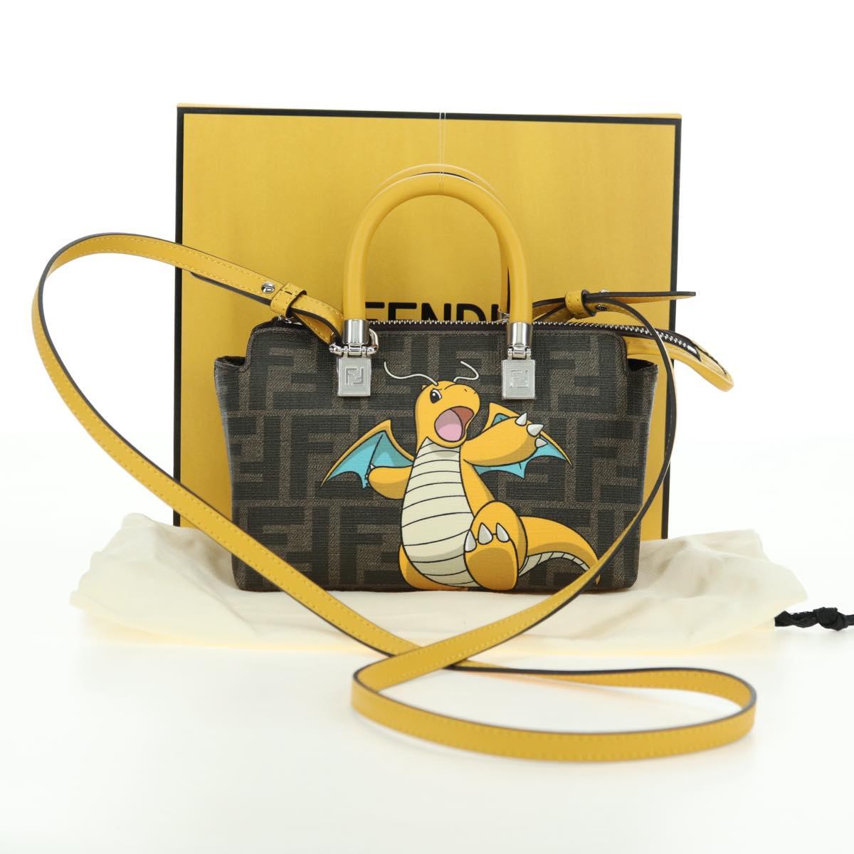 FENDI x FRGMT x POKÉMON Zucca Canvas By The Way Mini Dragonite Auth 167297SM