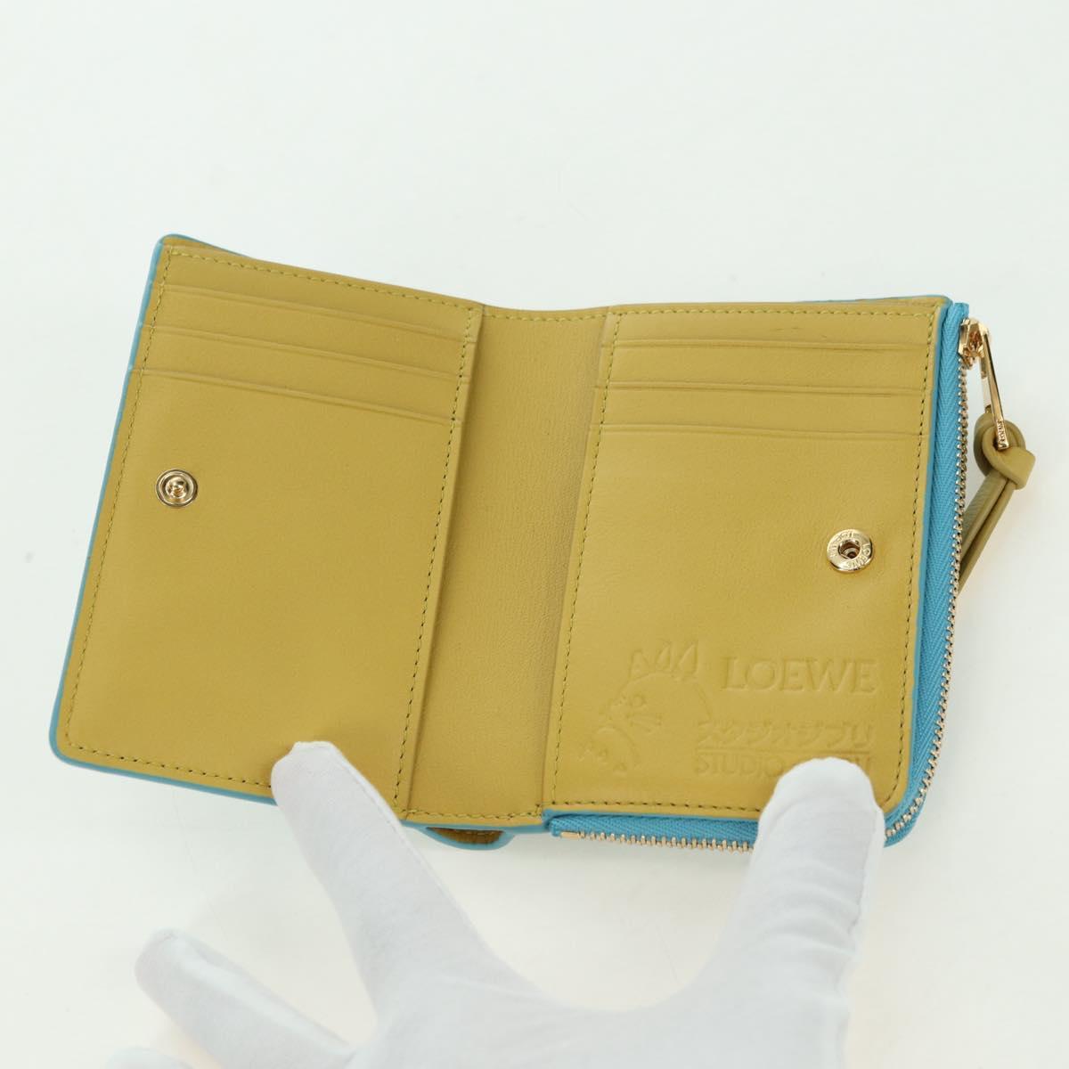 LOEWE × Ghibli Howl's Compact Zip Wallet Hin Leather Light Blue Auth 167304SM