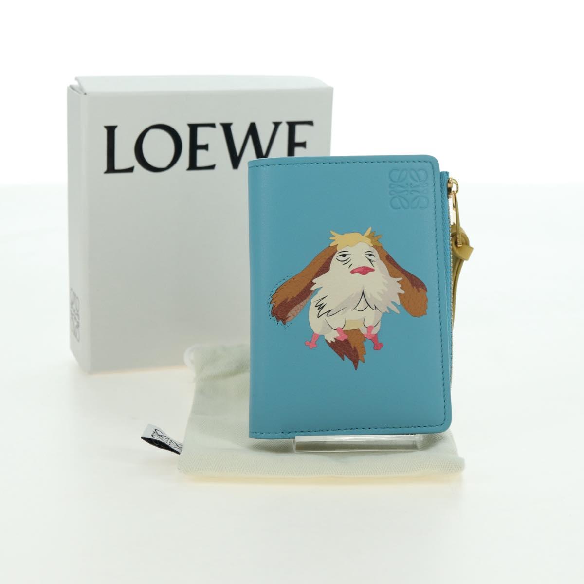 LOEWE × Ghibli Howl's Compact Zip Wallet Hin Leather Light Blue Auth 167304SM