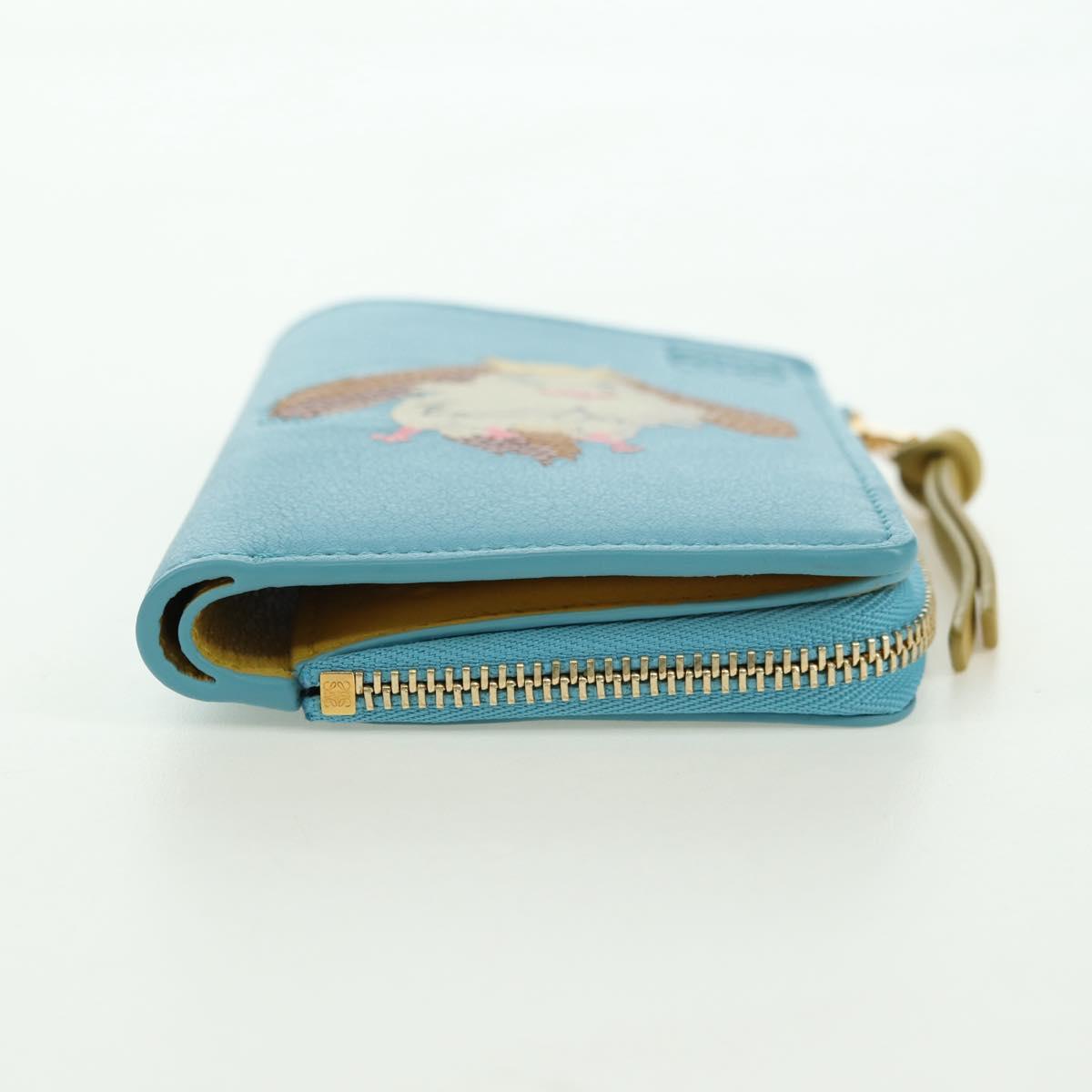 LOEWE × Ghibli Howl's Compact Zip Wallet Hin Leather Light Blue Auth 167304SM