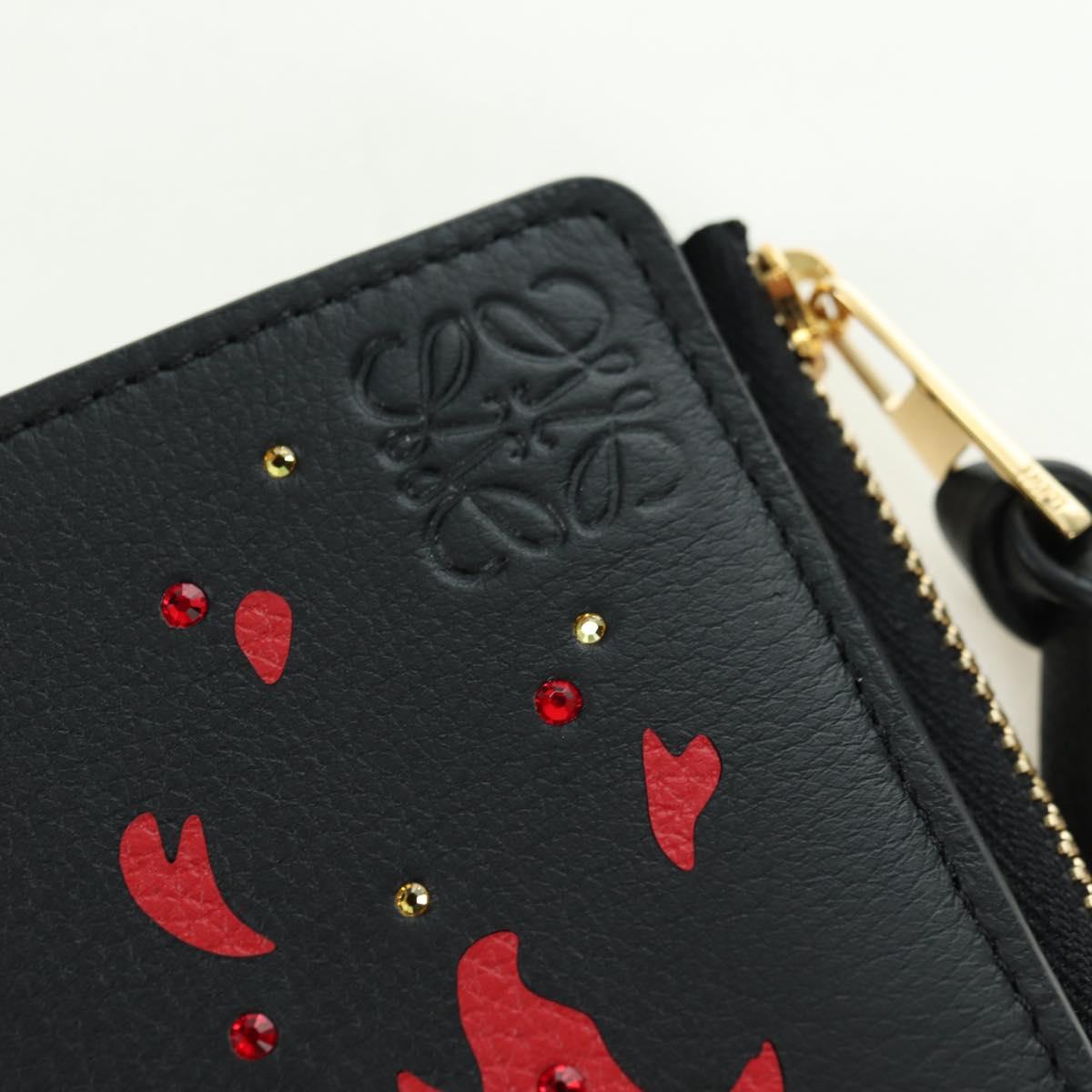 LOEWE × Ghibli Howl's Compact Zip Wallet Calcifer Leather Black Auth 167305SM