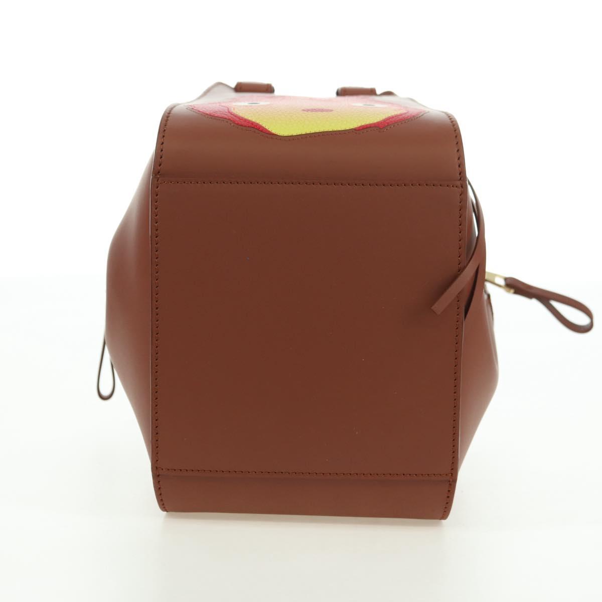 LOEWE ~ Ghibli Howl's Hammock Calcifer Bag Leather 2way Gold Auth 167309SM
