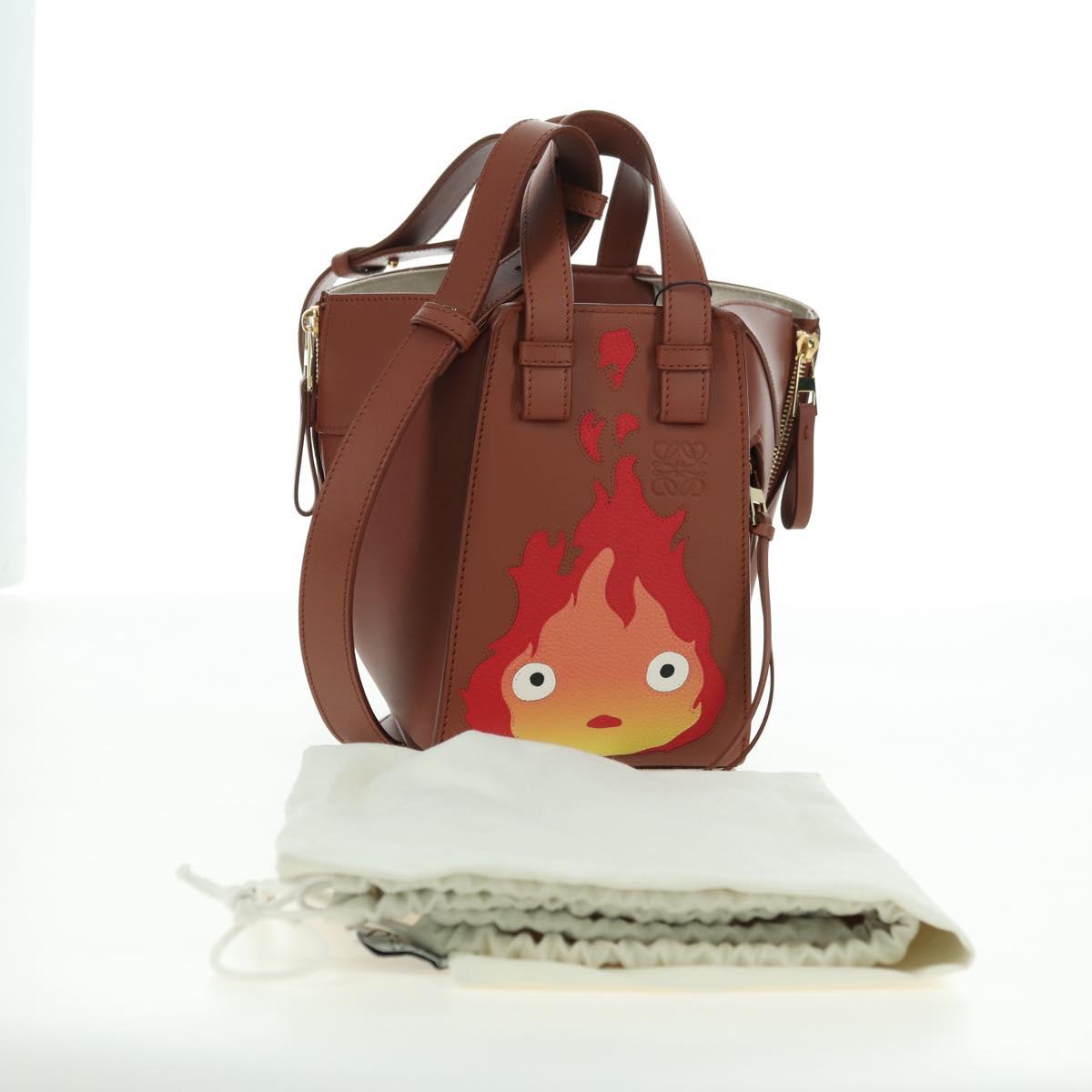 LOEWE ~ Ghibli Howl's Hammock Calcifer Bag Leather 2way Gold Auth 167309SM