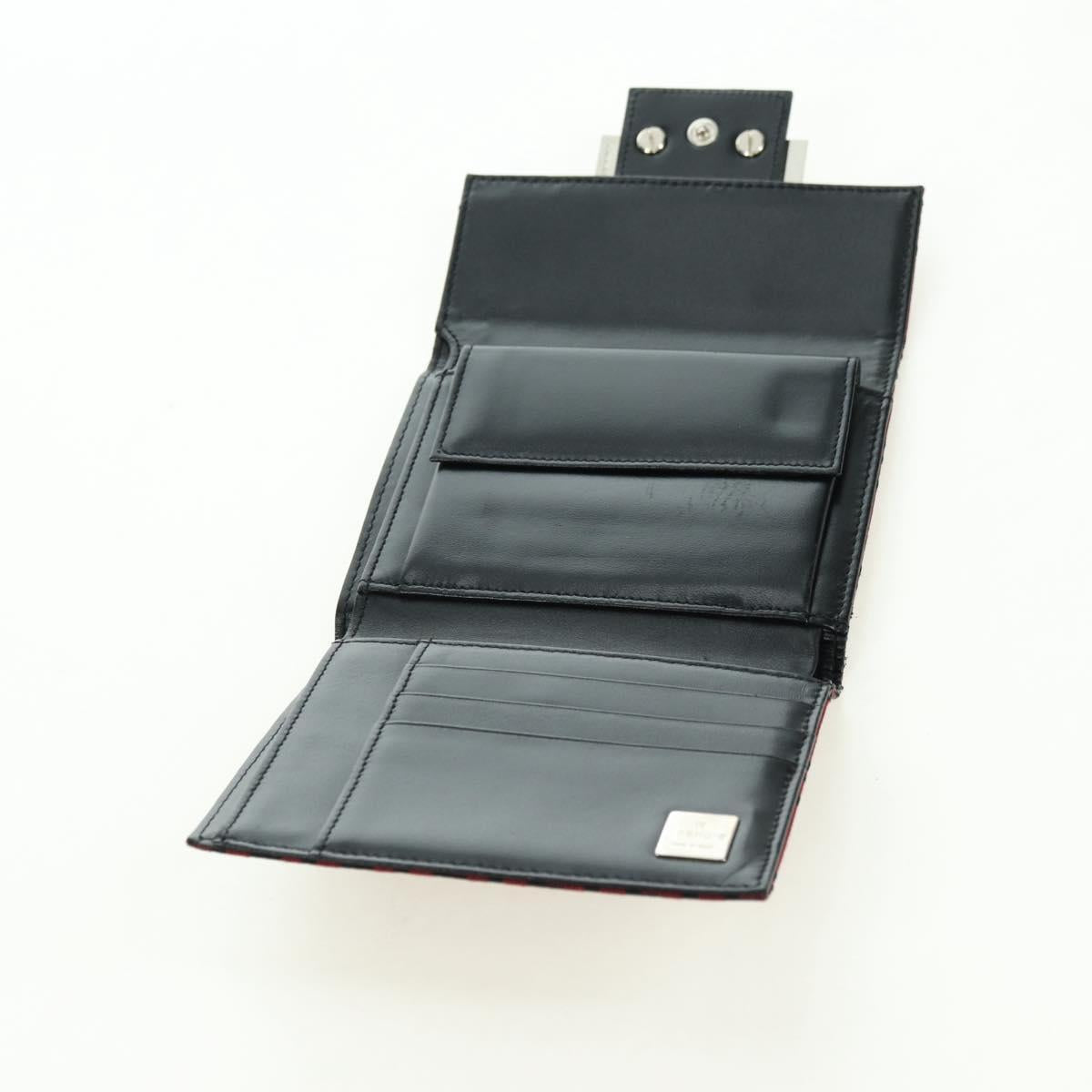 FENDI Zucchino Canvas Bifold Wallet Red Silver Auth 167310A
