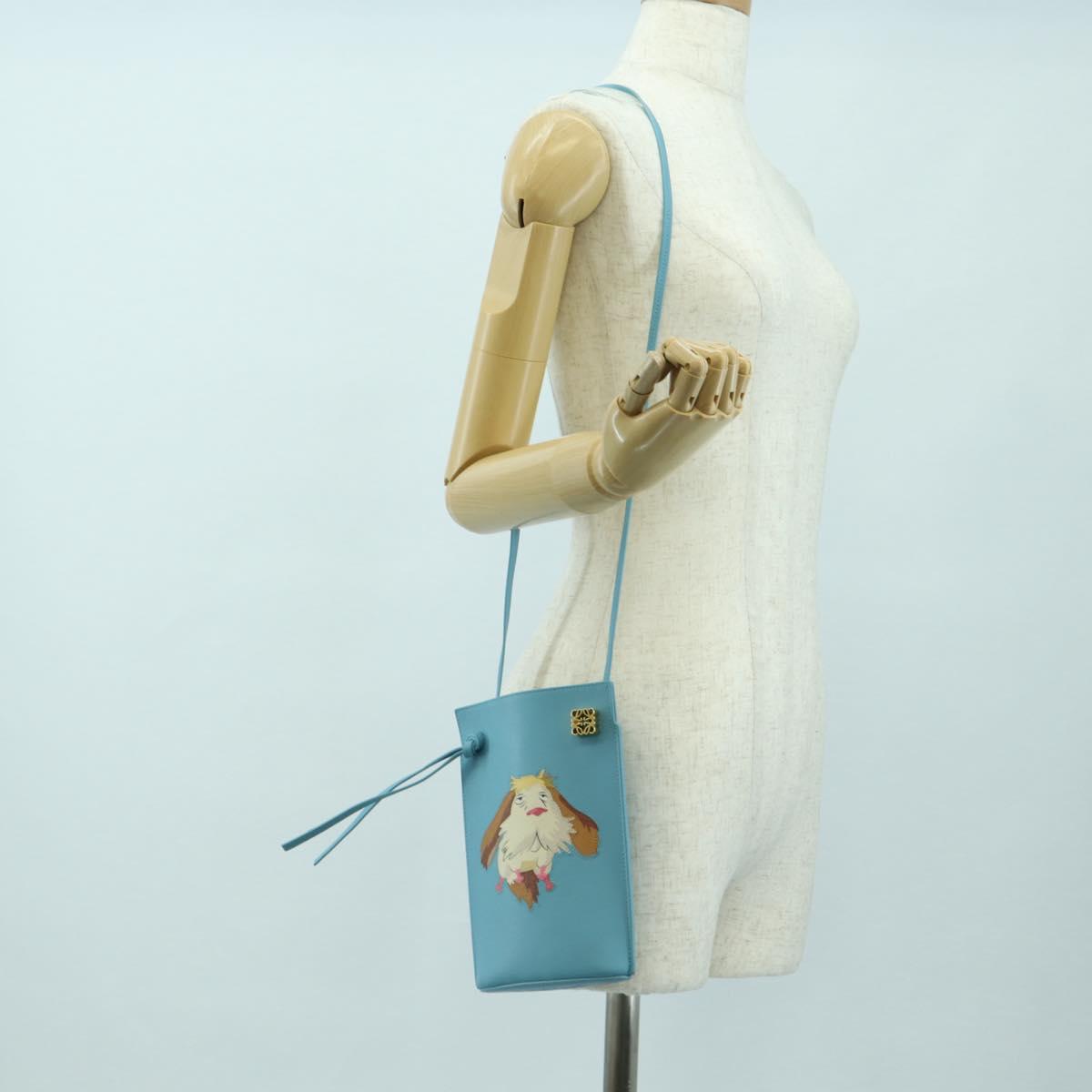 LOEWE ~ Ghibli Howl's Moving Castle Dice Pocket Hin Leather Blue Auth 167311SM