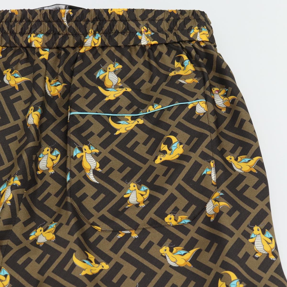FENDI FENDI x FRGMT x POKÉMON Zucca Canvas Pants Black Brown Auth 167324SAM