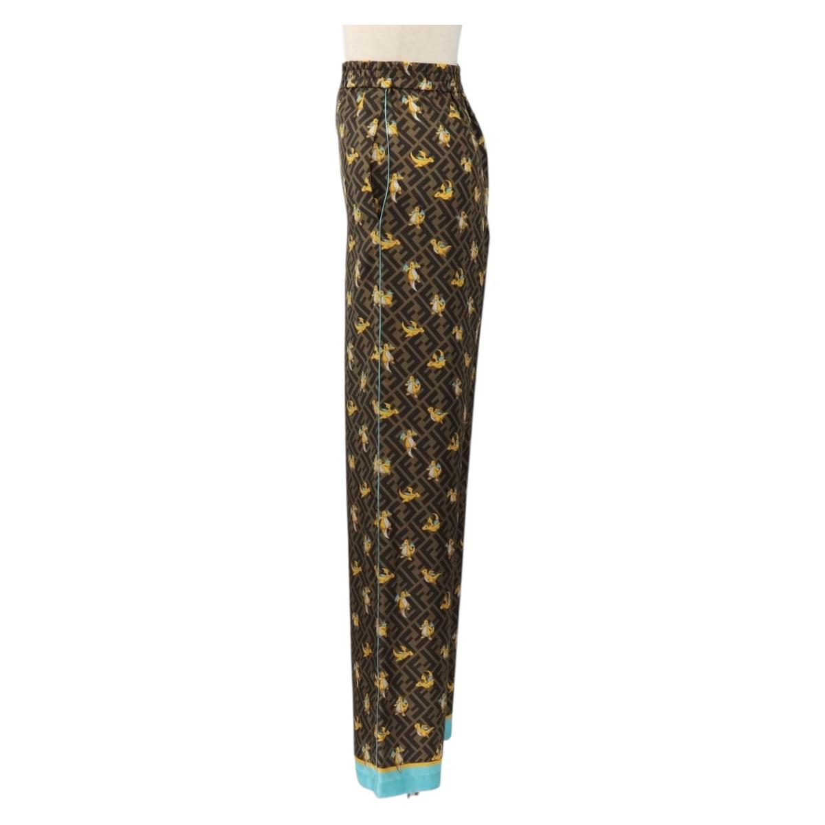 FENDI FENDI x FRGMT x POKÉMON Zucca Canvas Pants Black Brown Auth 167324SAM