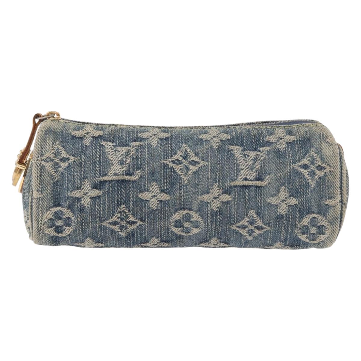 LOUIS VUITTON Monogram denim Trousse Speedy PM Pouch Blue M95082 LV Auth 167325A