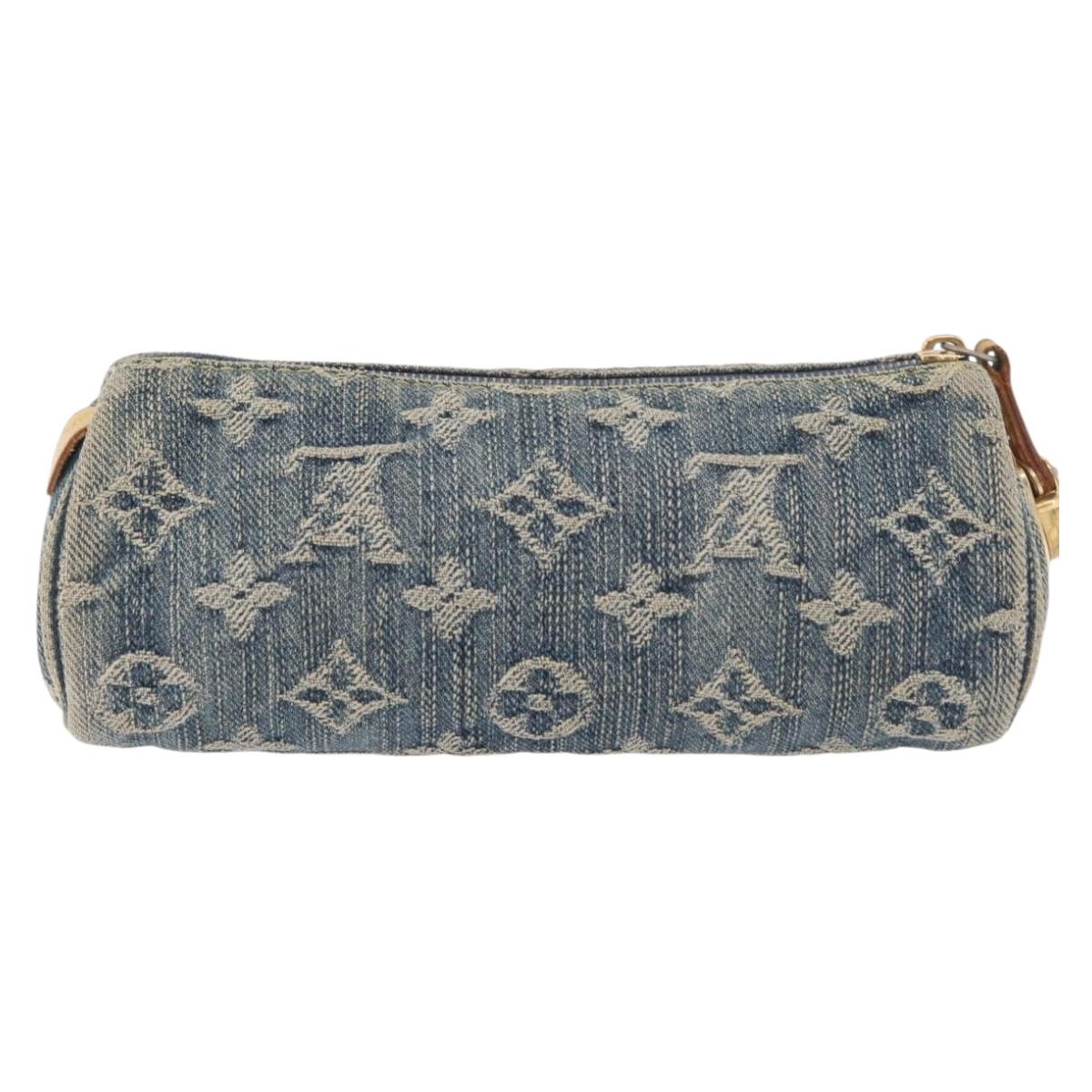 LOUIS VUITTON Monogram denim Trousse Speedy PM Pouch Blue M95082 LV Auth 167325A