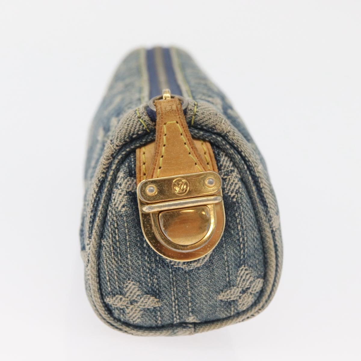 LOUIS VUITTON Monogram denim Trousse Speedy PM Pouch Blue M95082 LV Auth 167325A