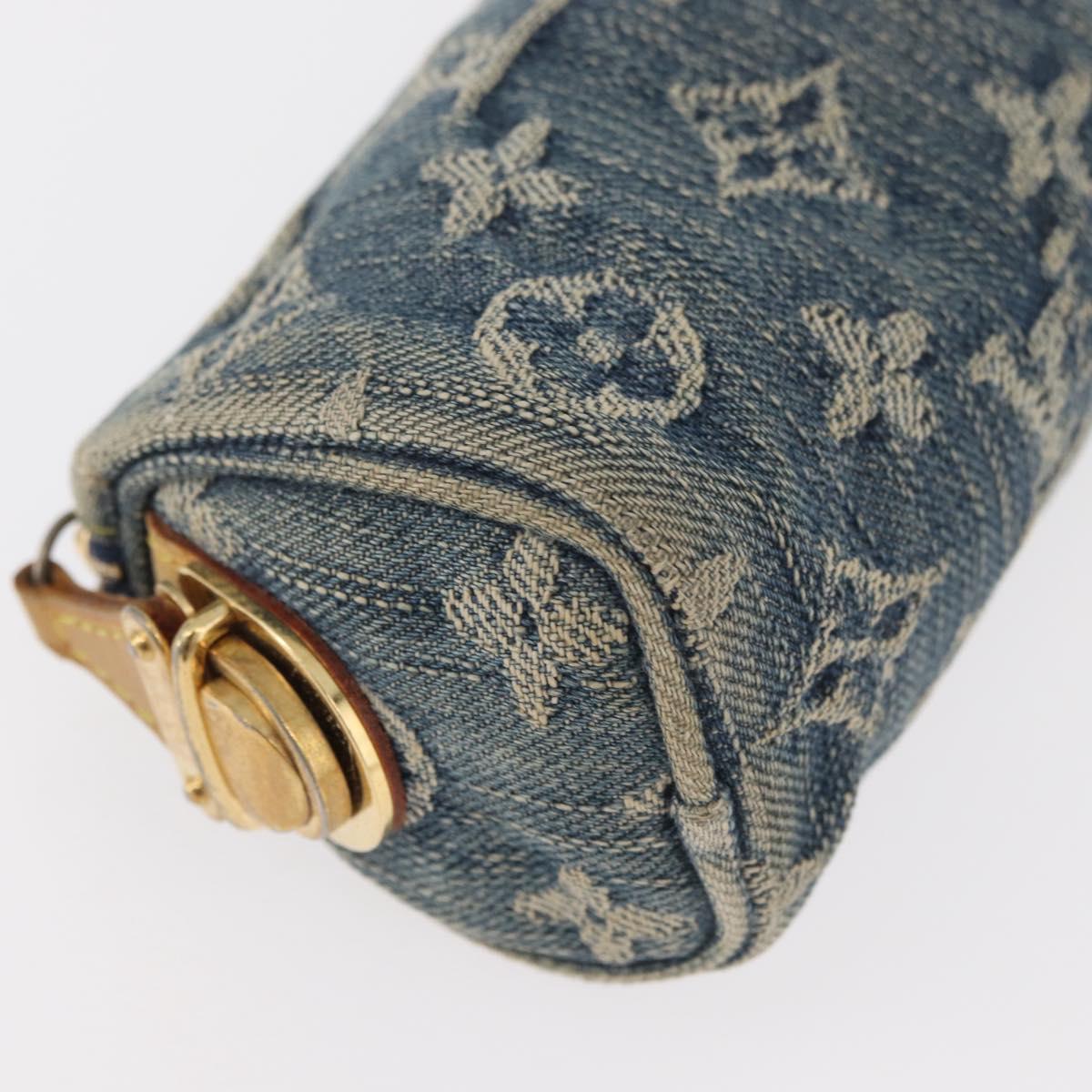 LOUIS VUITTON Monogram denim Trousse Speedy PM Pouch Blue M95082 LV Auth 167325A