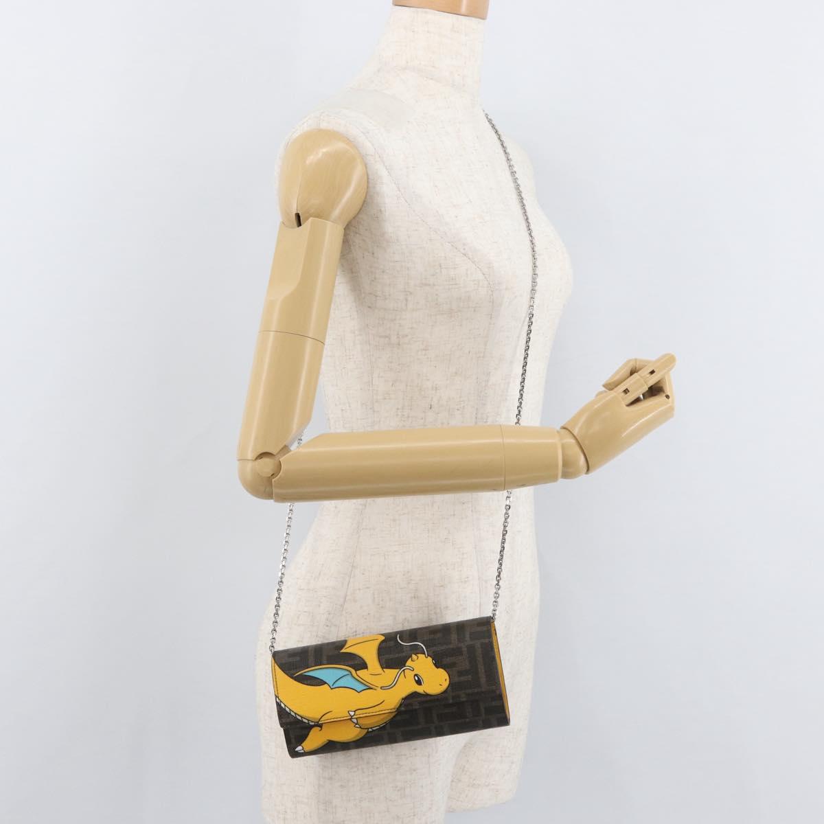 Zucca Canvas FENDI x FRGMT x POKÉMON Chain Shoulder Wallet Kairyu Auth 167330SM
