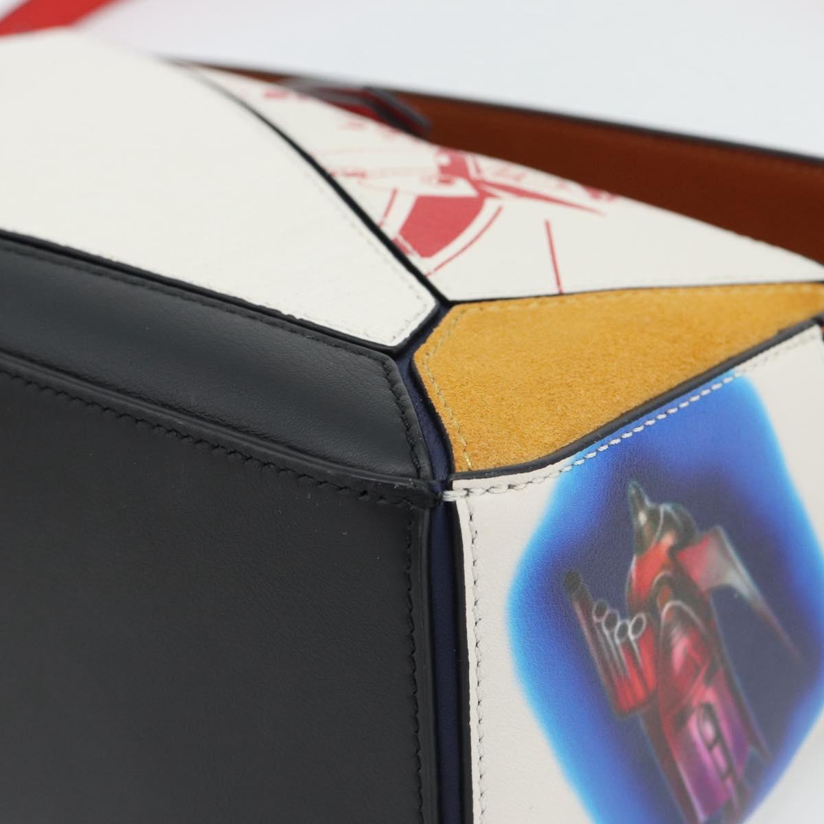 LOEWE 10th Anniversary Puzzle Bag Small Anime Bag Leather White Auth 167368SM