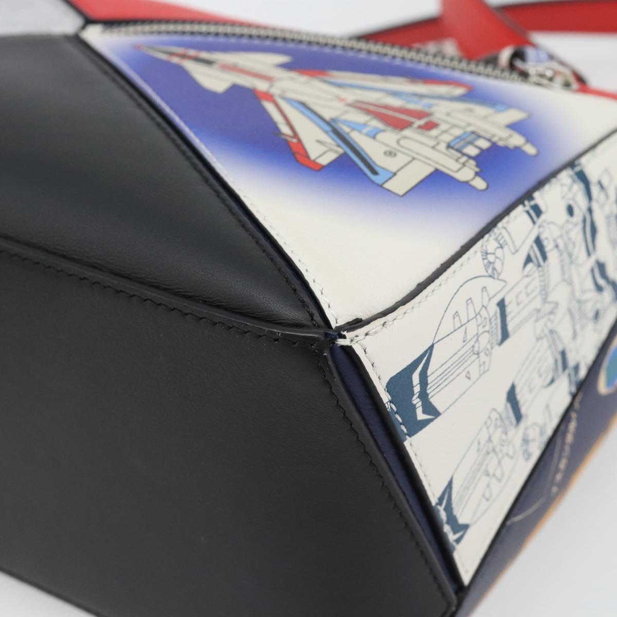 LOEWE 10th Anniversary Puzzle Bag Small Anime Bag Leather White Auth 167368SM