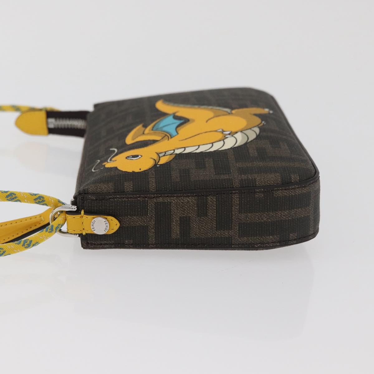 FENDI x FRGMT x POKÉMON Zucca Canvas Dragonfly Bag Black Brown Auth 167378SM