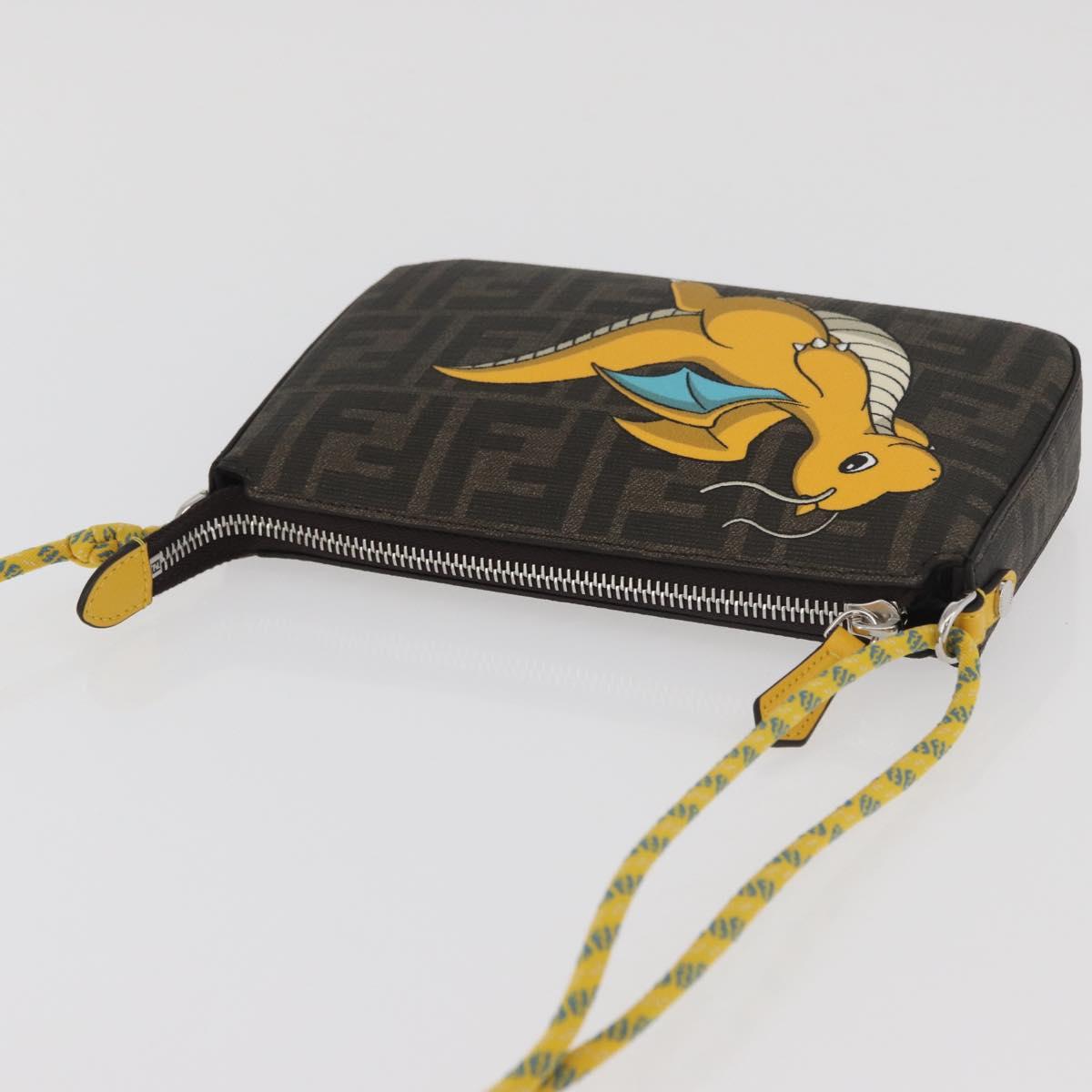 FENDI x FRGMT x POKÉMON Zucca Canvas Dragonfly Bag Black Brown Auth 167378SM